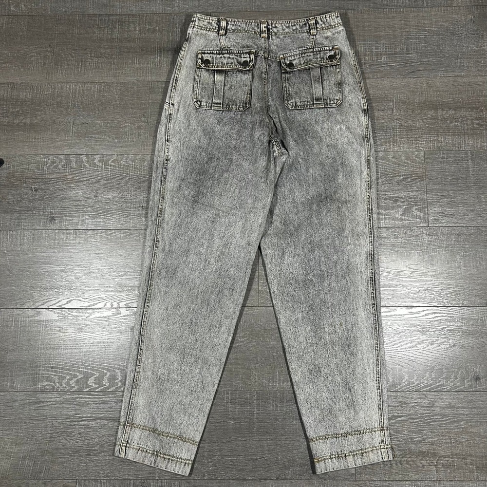 Vintage Blue Zone Acid Wash Double Knee Pleated Jeans Gray 33L Made in Hong Kong - Picture 2 of 7